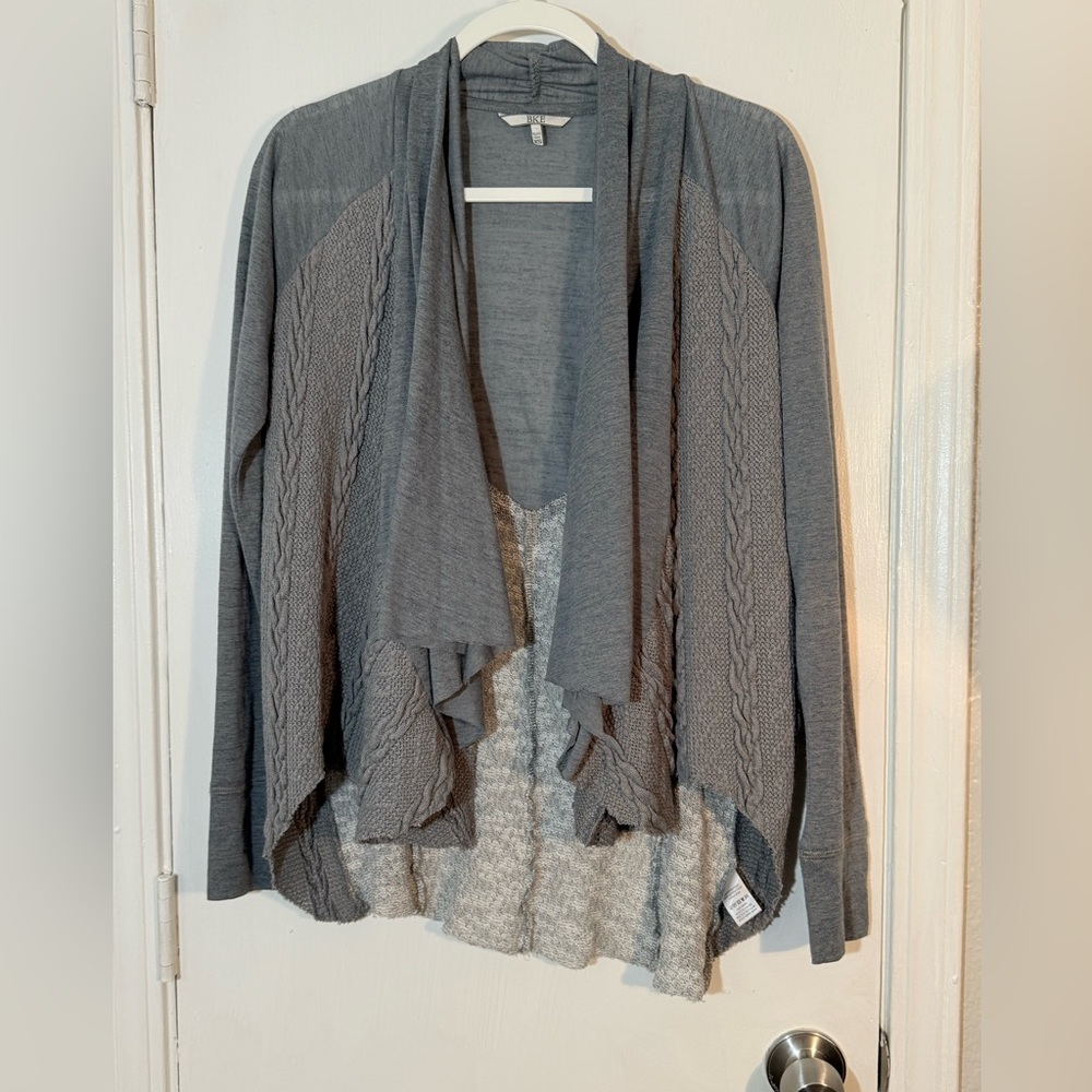 BKE Charcoal Women's Draped Open Front Cardigan Sweater Size XS